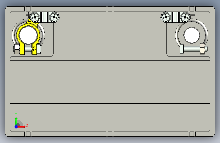 Y5967-电池+12v-40ah-car-battery-terminals+SW+STP 正面视图