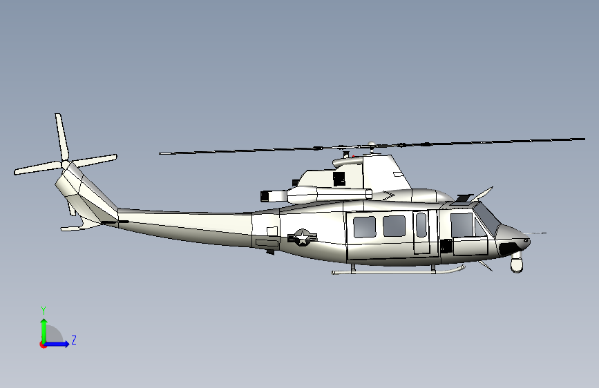 Y5898-直升机+bell-uh-1y-venom-helicopter+SW+STP 左侧视图