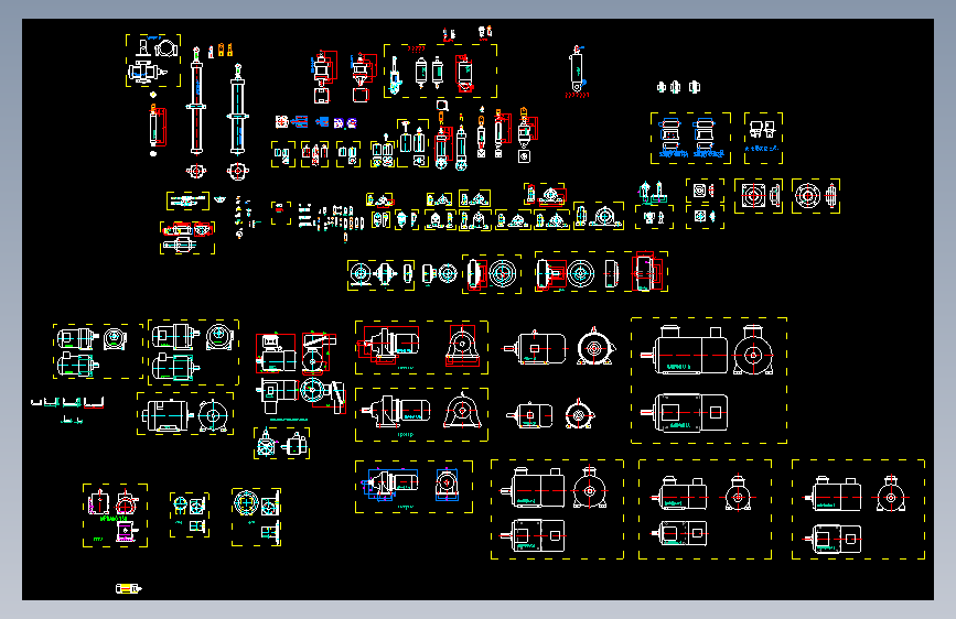 电机、气缸、联轴器、丝杆等各种机械组件CAD图 - 副本
