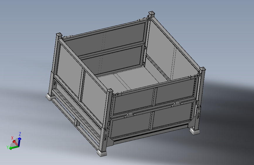 1000x1000x700折叠料箱三维模型