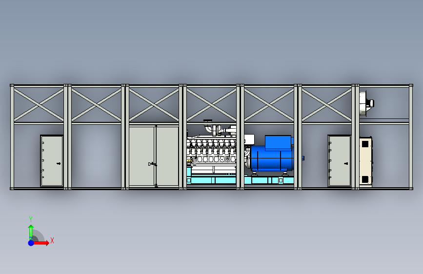 Y7261-发电机组+EDG+modular+canopy+STP+X_B_STEP_模型图纸下载 – 懒石网