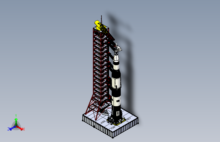 Y6712-火箭+saturn-v-rocket-and-mobile-launch-platform+SW