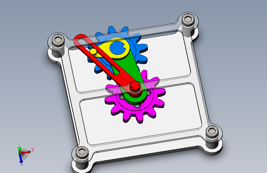 连杆齿轮圆周传动机构3D数模图纸+Solidworks设计