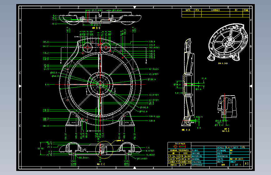 风扇-cad（没有三维图，只有cad二维图纸）格式：CAD-DWG