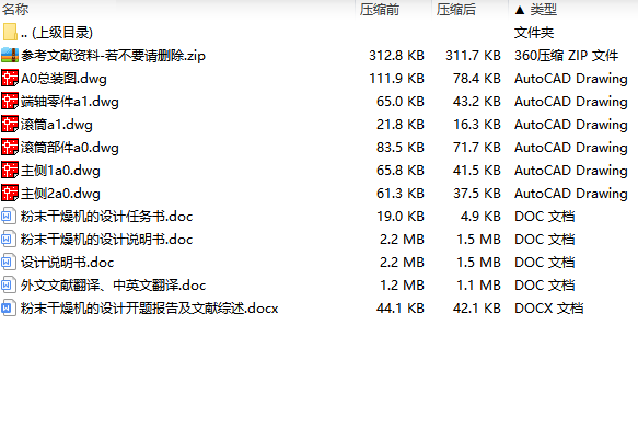 粉末干燥机的设计含6张CAD图
