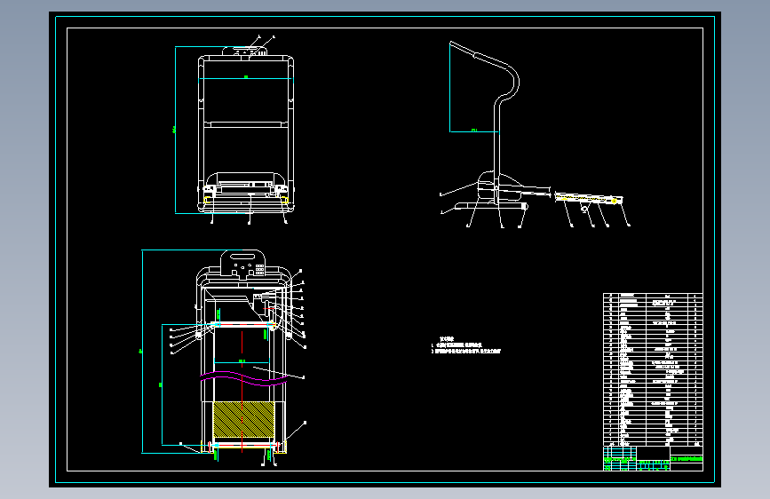 家用自动跑步机机械结构设计含7张CAD图