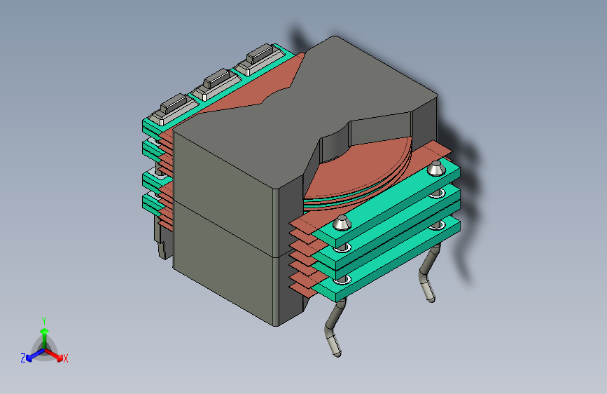 Z2622-高频平面变压器画法三维Creo6.0带参==1126457=50