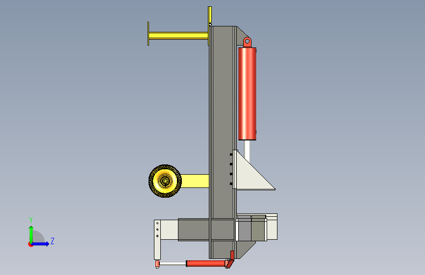 Wood Splitter木材分割机3D图纸 STEP格式 左侧视图