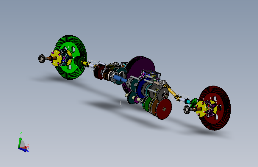 4wd四轮驱动变速器内部齿轮结构图纸 Solidworks设计