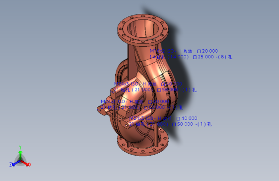 X2293-单级单吸离心泵蜗壳三维Creo2.0带参==236618=25
