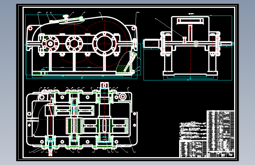 展开式二级斜齿圆柱齿轮减速器套图资料