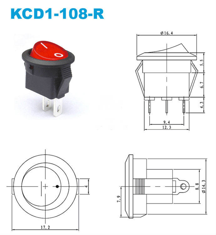 009-船型开关-KCD1-108-R 船型开关 STEP