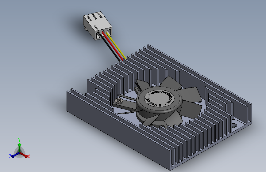 次零 PCIe 风扇散热器,50 x 64 x 10.5mm,5V 主视图