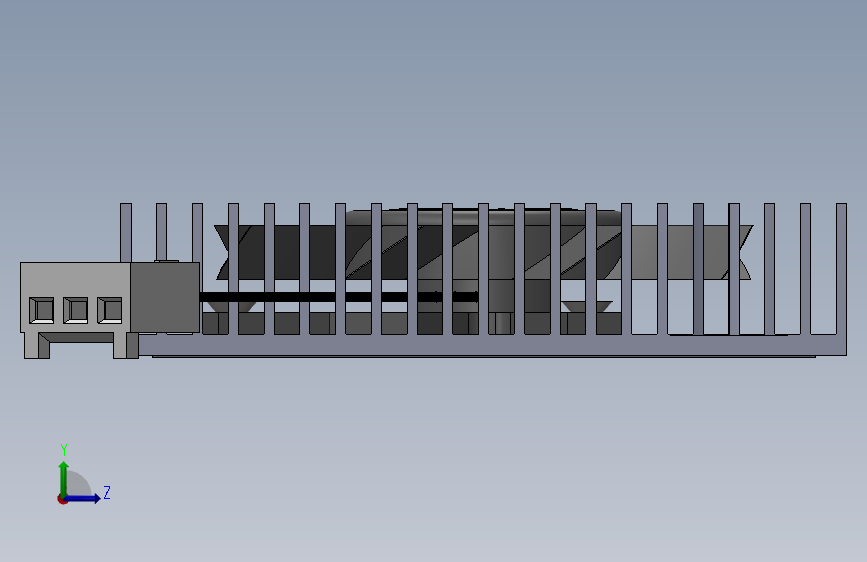 次零 PCIe 风扇散热器,50 x 64 x 10.5mm,5V 左侧视图