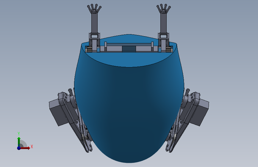 仿生青蛙跳跃机器人三维SW模型+CAD 正面视图