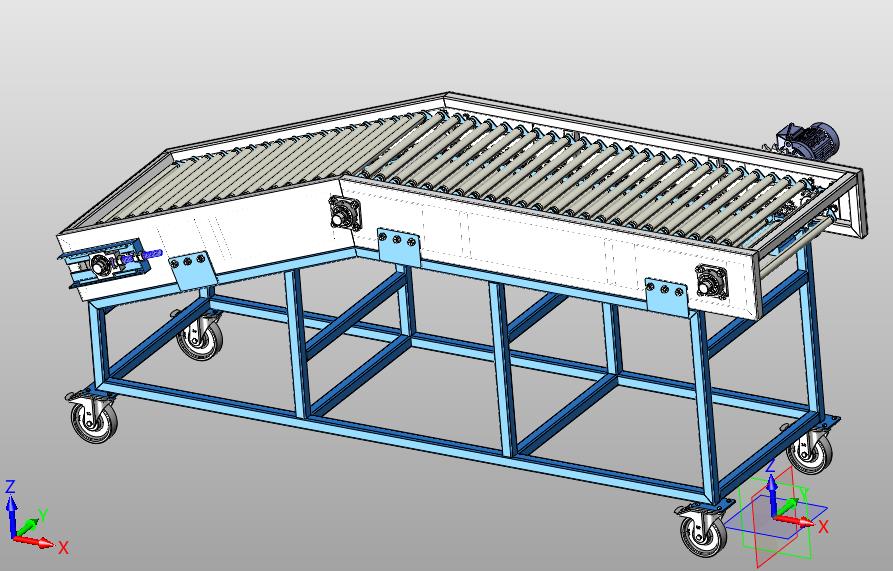 辊筒板链提升机三维