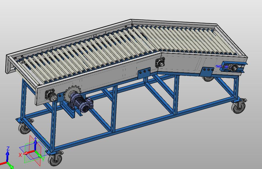 辊筒板链提升机三维