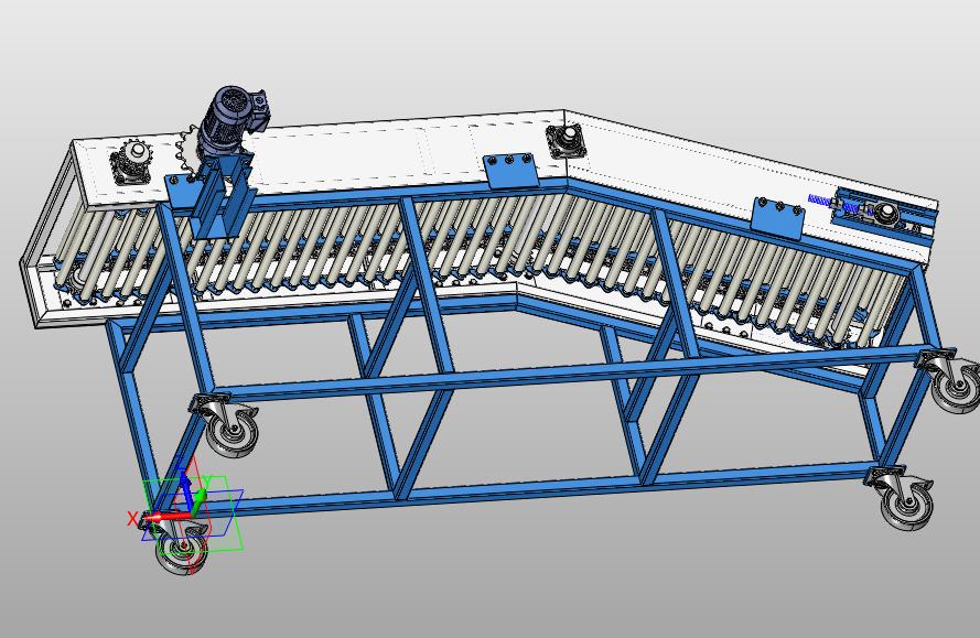 辊筒板链提升机三维