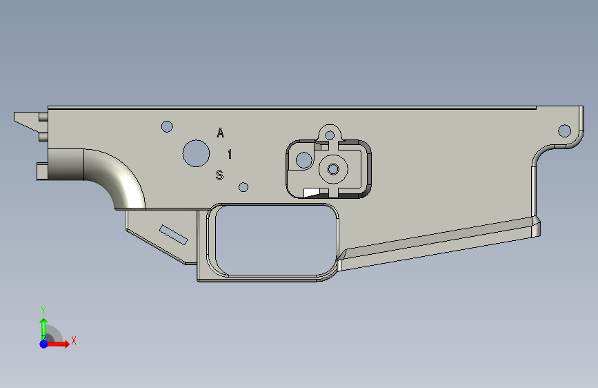FN-SCAR 自动步枪机匣 正面视图