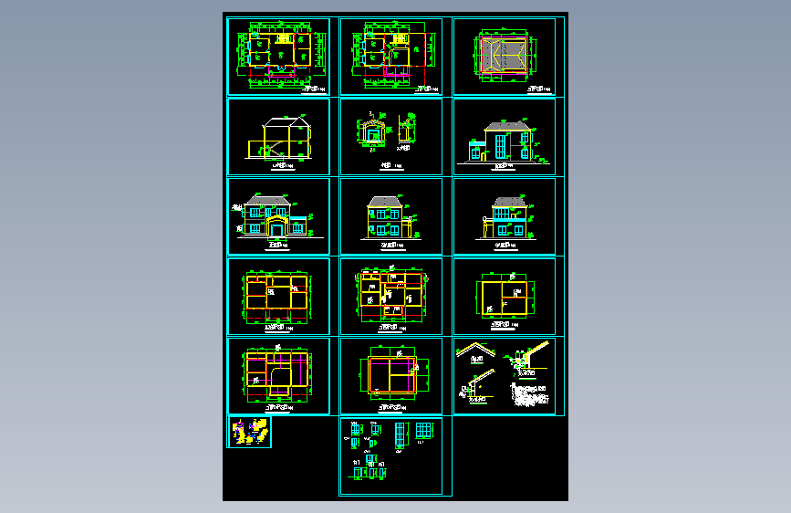 三层别墅建筑施工cad图，共十七张 (2)