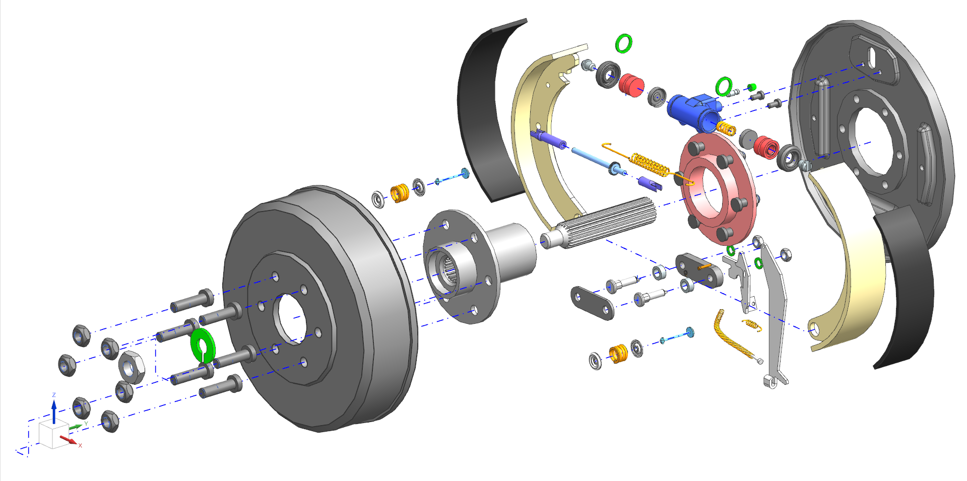 鼓式制动器3D图纸+UG设计