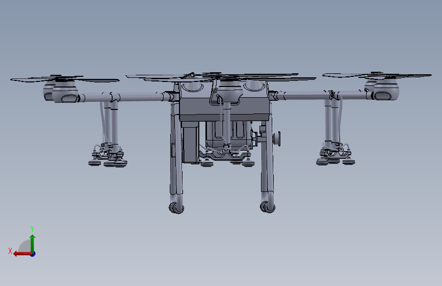 DJI T40植保无人机简易模型3D图纸 STP格式 背面视图