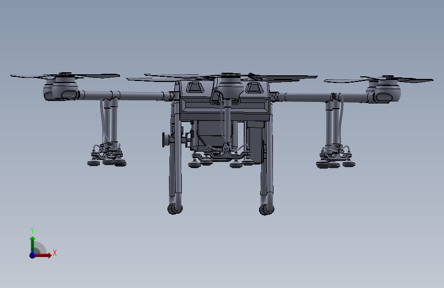 DJI T40植保无人机简易模型3D图纸 STP格式 正面视图