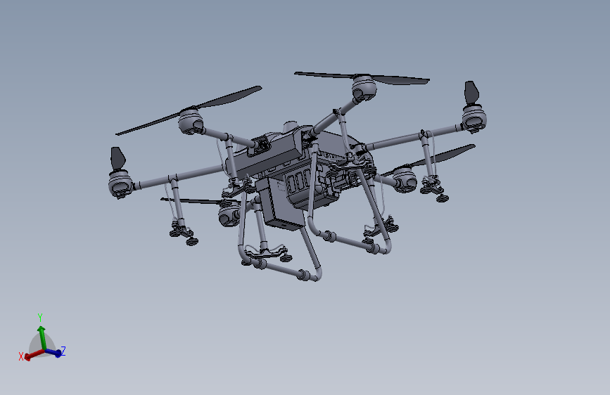 DJI T40植保无人机简易模型3D图纸 STP格式 主视图
