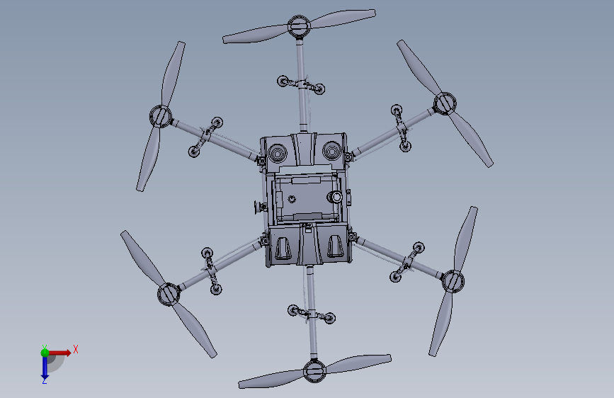 DJI T40植保无人机简易模型3D图纸 STP格式 俯视图