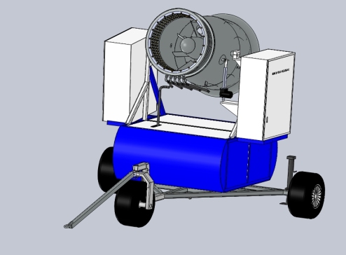 滑雪场造雪系统中炮式造雪机的整体设计含SW三维及8张CAD图