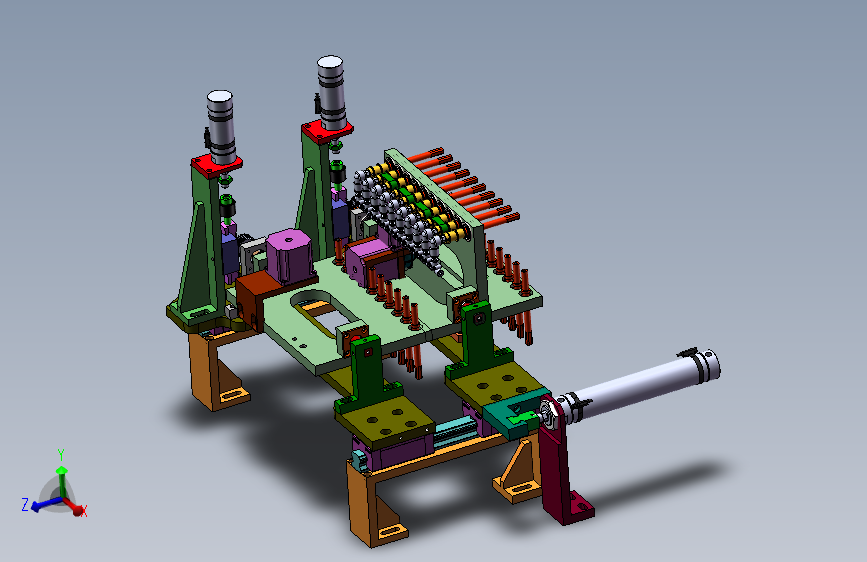 10轴同步旋转齿轮齿条90度翻转移动平台机构