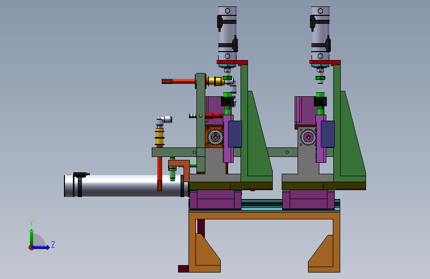 10轴同步旋转齿轮齿条90度翻转移动平台机构
