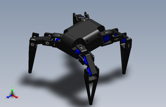四足爬行机器人简易结构3D图纸+Solidworks设计