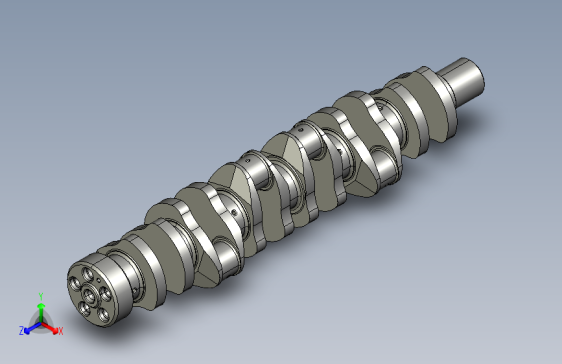 完成的发动机曲轴三维模型及二维图纸