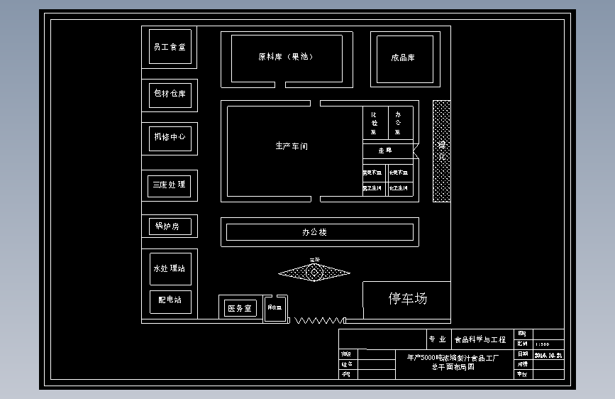 年产5000吨浓缩梨汁工厂总平面布局图