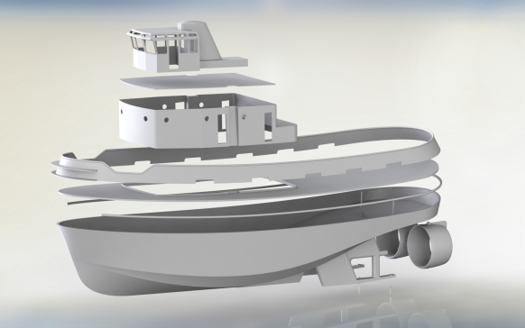 (Yarra Hull) Harbor Tug港口拖船结构3D图纸 Solidworks设计 附STEP x_b