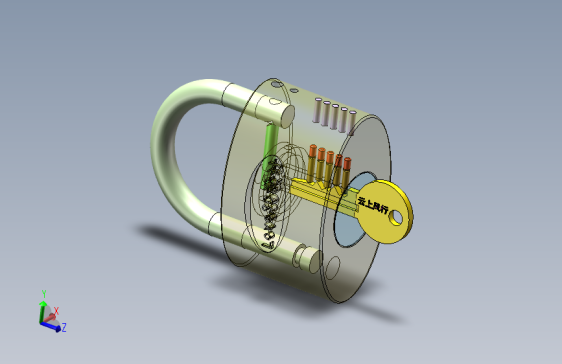 （门锁）锁芯机构三维模型及开锁动画MF