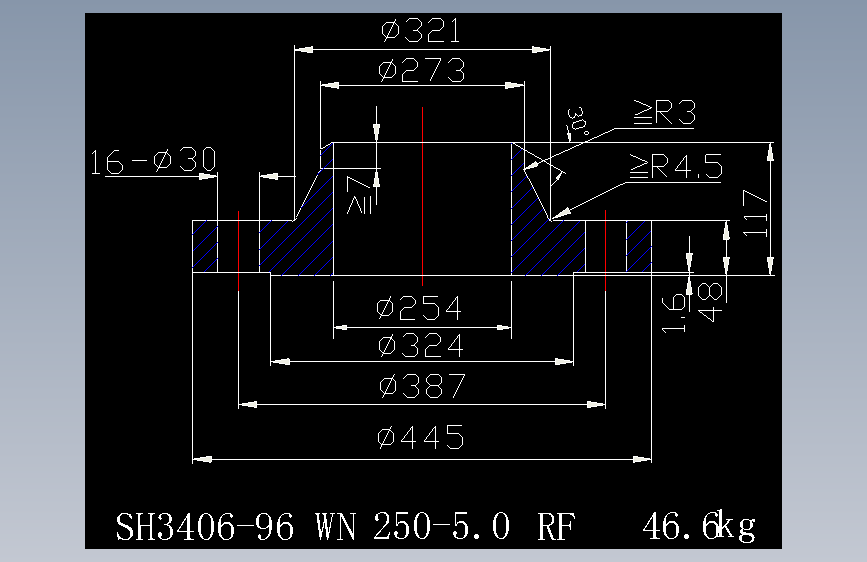 HG3406-96 WN SO RF 法兰CAD图纸