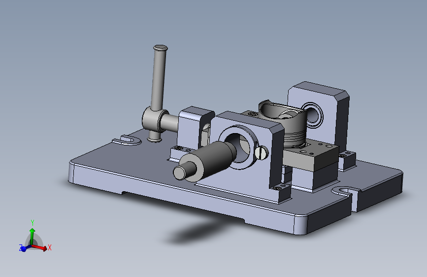 发动机活塞镗夹具CAD+三维模型