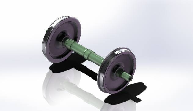 火车轮对模型SW+CAD-MF