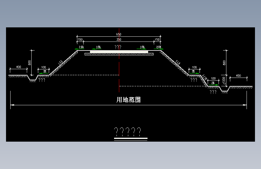 某路堤CAD设计完整大样断面图