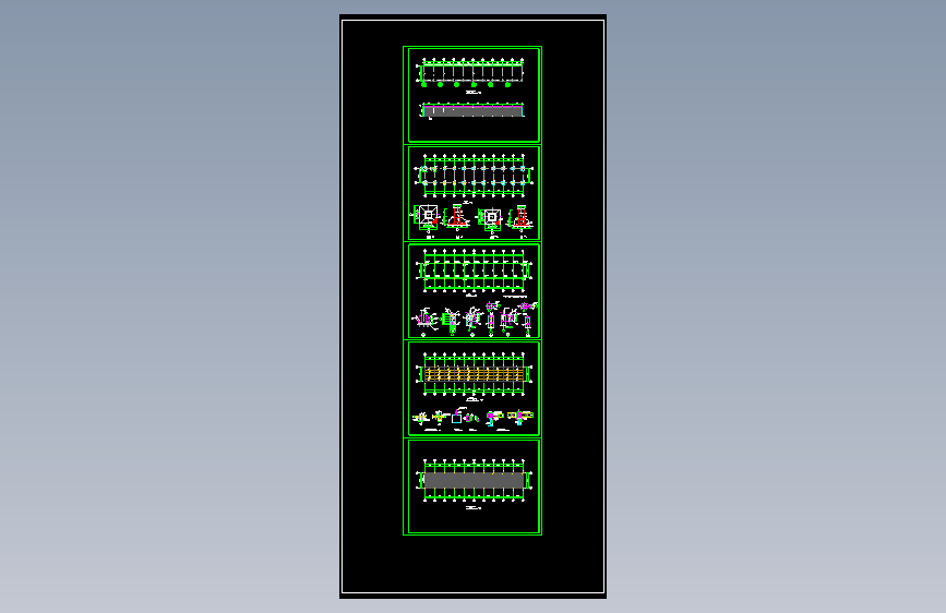 独立基础单层钢框架停车棚结构施工图