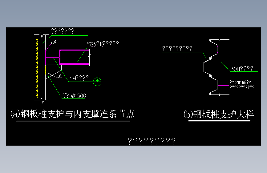 钢板桩支护与内支撑连系节点设计图