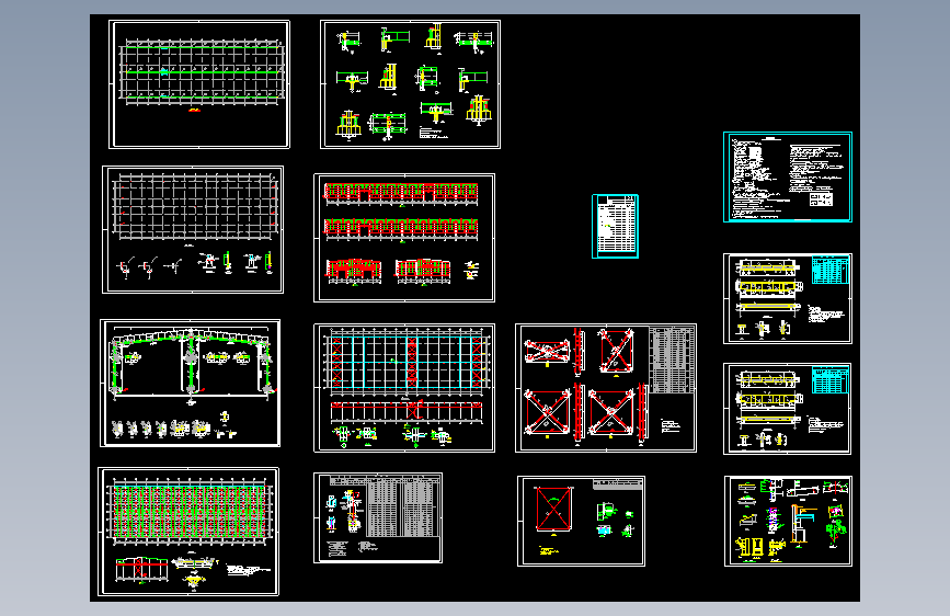 较齐全的仓库钢结构施工图纸cad（全套）
