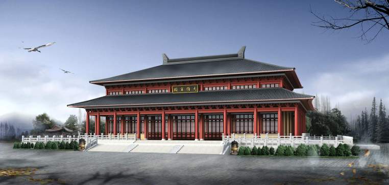 西宁市某大型寺庙全套建筑施工设计CAD图纸（含效果图）