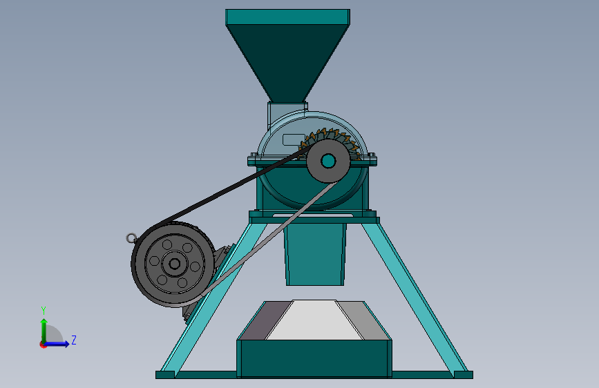 饲料搅拌粉碎机3D 左侧视图