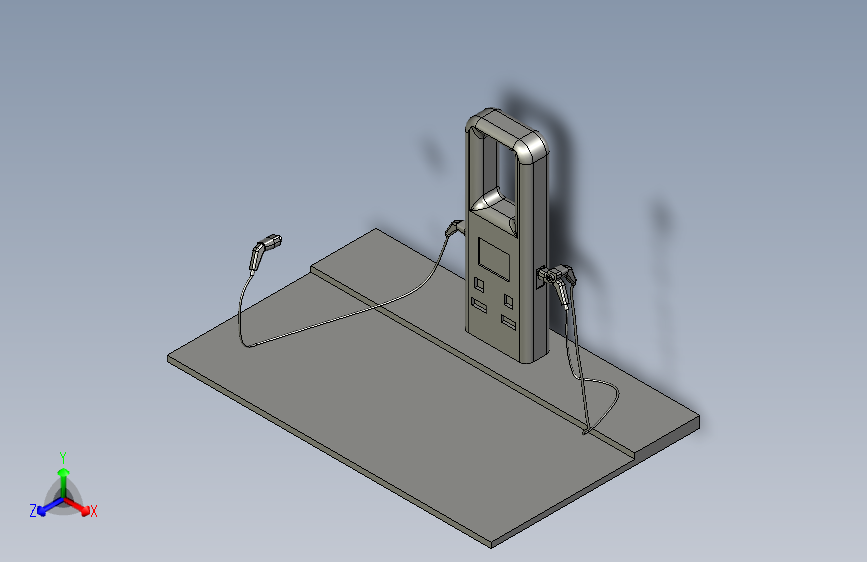 电动汽车充电站(两个充电接口)3D图纸+STEP格式