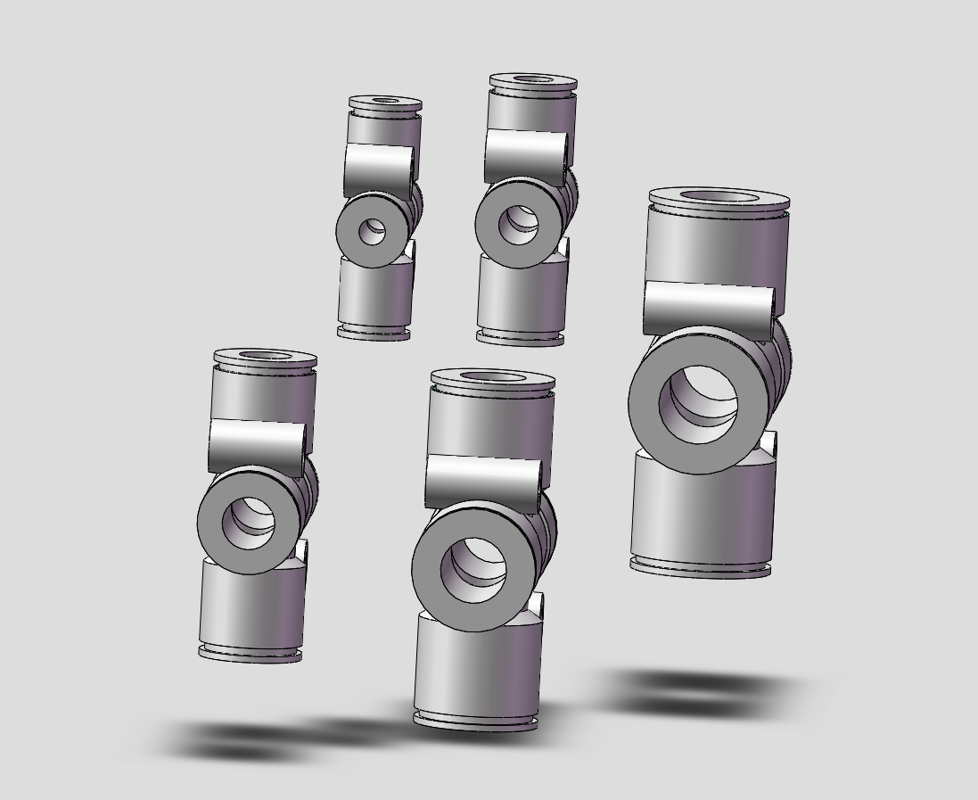 5款快速接头KQ2TW十字四通接头模型