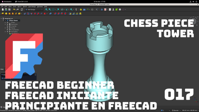 练习 FreeCAD 017 - 棋子，塔