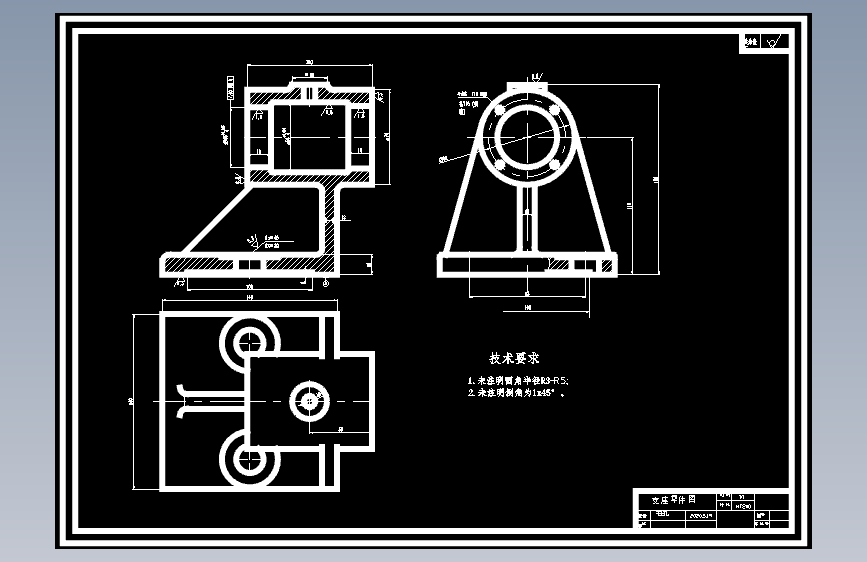 支座零件图-带4孔